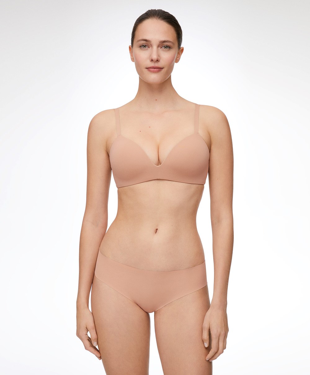 Oysho Push-up Polstret Triangle Polyamide Bra Beige | STDI34107