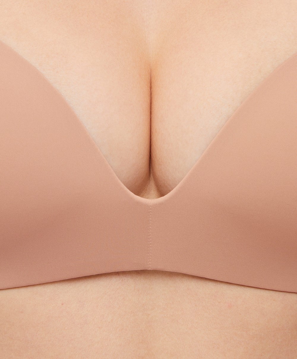 Oysho Push-up Polstret Triangle Polyamide Bra Beige | STDI34107