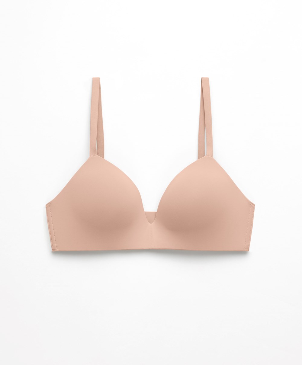 Oysho Push-up Polstret Triangle Polyamide Bra Beige | STDI34107