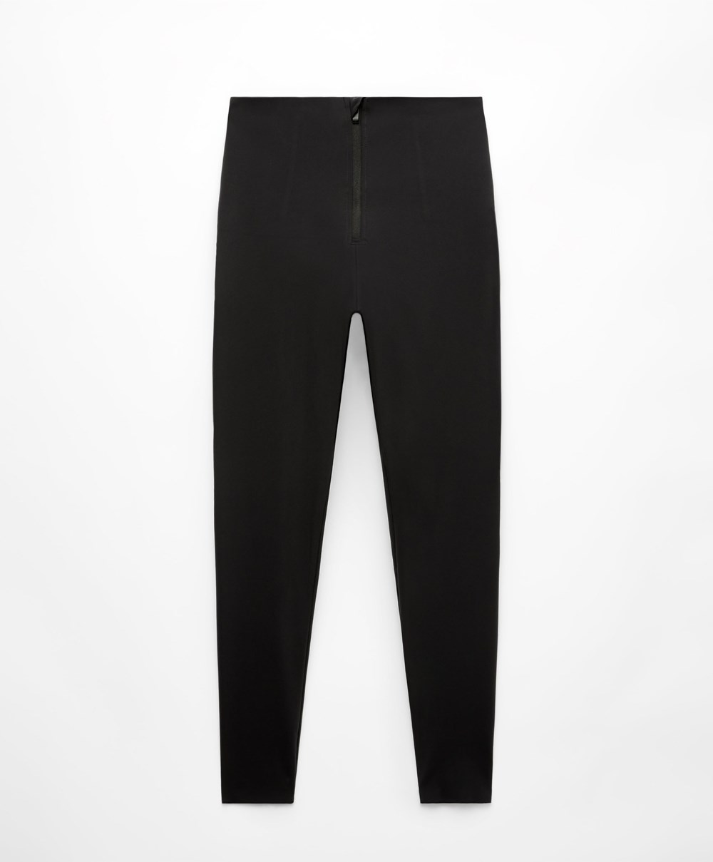 Oysho Raise Up Compressive Super-high-rise Ankle-length 65cm Leggings With Zip Svarte | IQZX36594