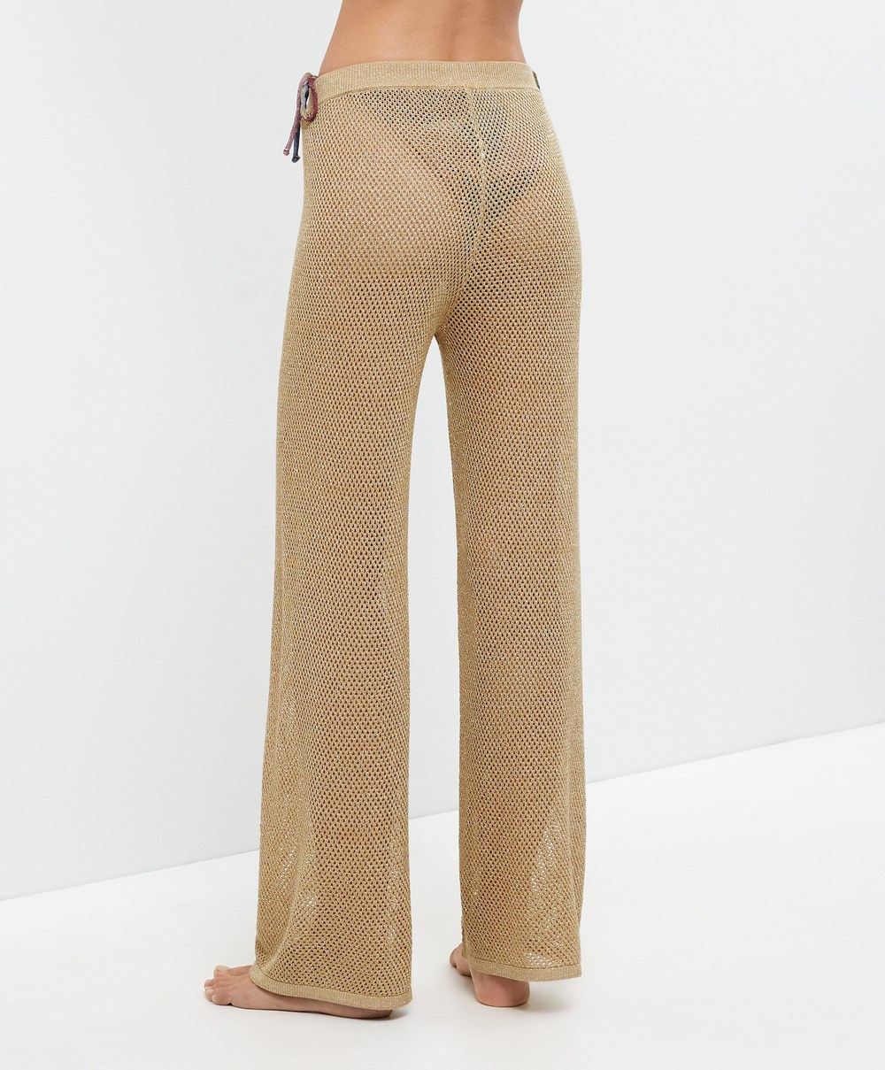 Oysho Rett Fit Knit Trousers Gull | AHFS79146