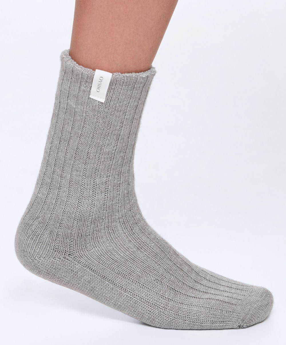 Oysho Rib Classic Socks Grå | XQSH38509