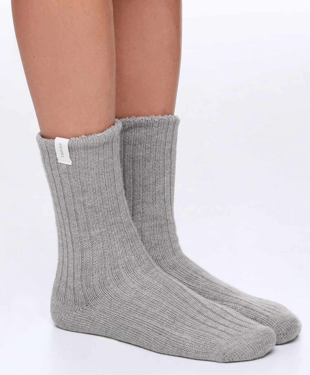 Oysho Rib Classic Socks Grå | XQSH38509