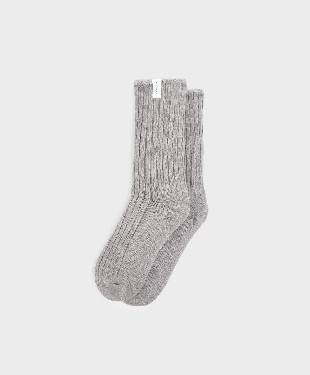 Oysho Rib Classic Socks Grå | XQSH38509