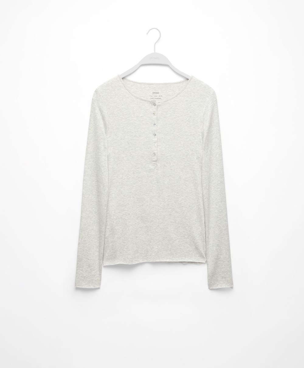 Oysho Ribbet Long Sleeve T-shirt Grå | MXTF39427