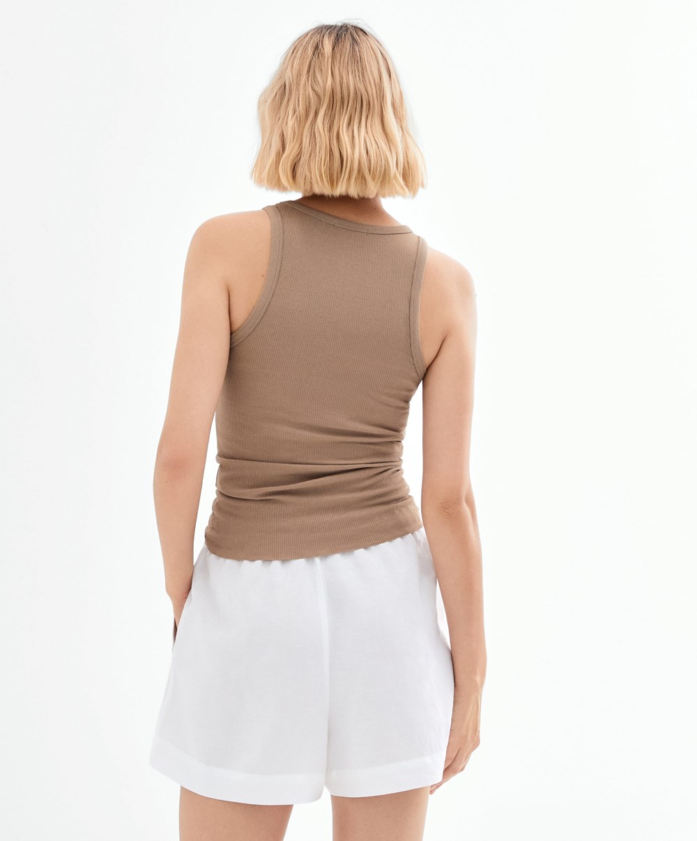 Oysho Ribbet Vest Top Brune | BGCX28467