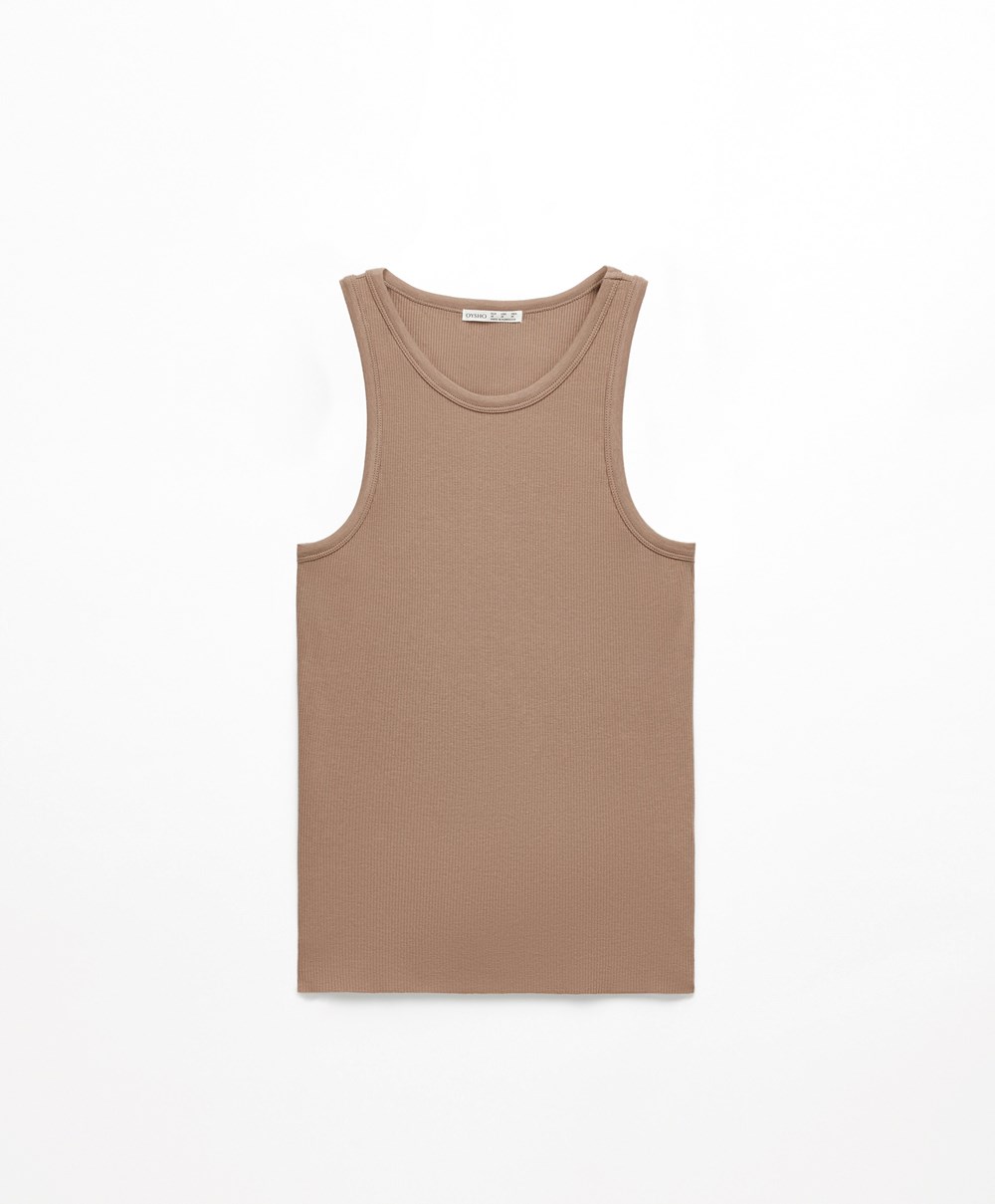 Oysho Ribbet Vest Top Brune | BGCX28467