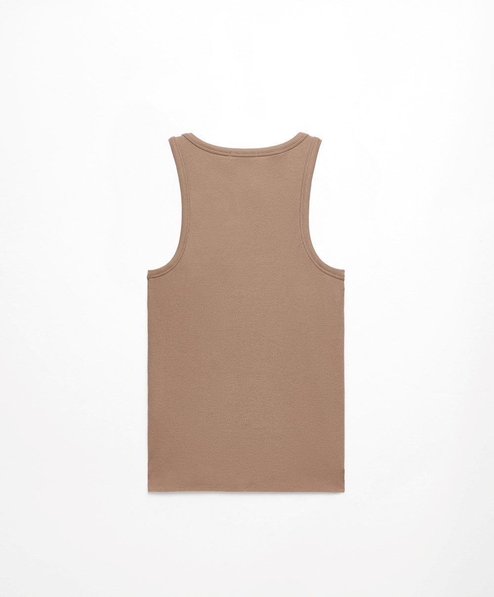 Oysho Ribbet Vest Top Brune | BGCX28467