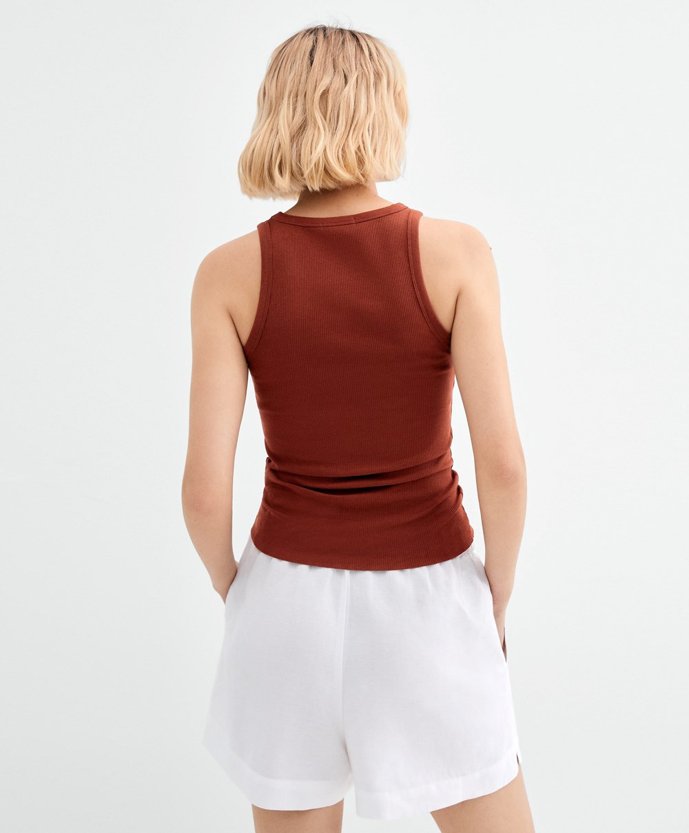 Oysho Ribbet Vest Top Brune | PSHR46538