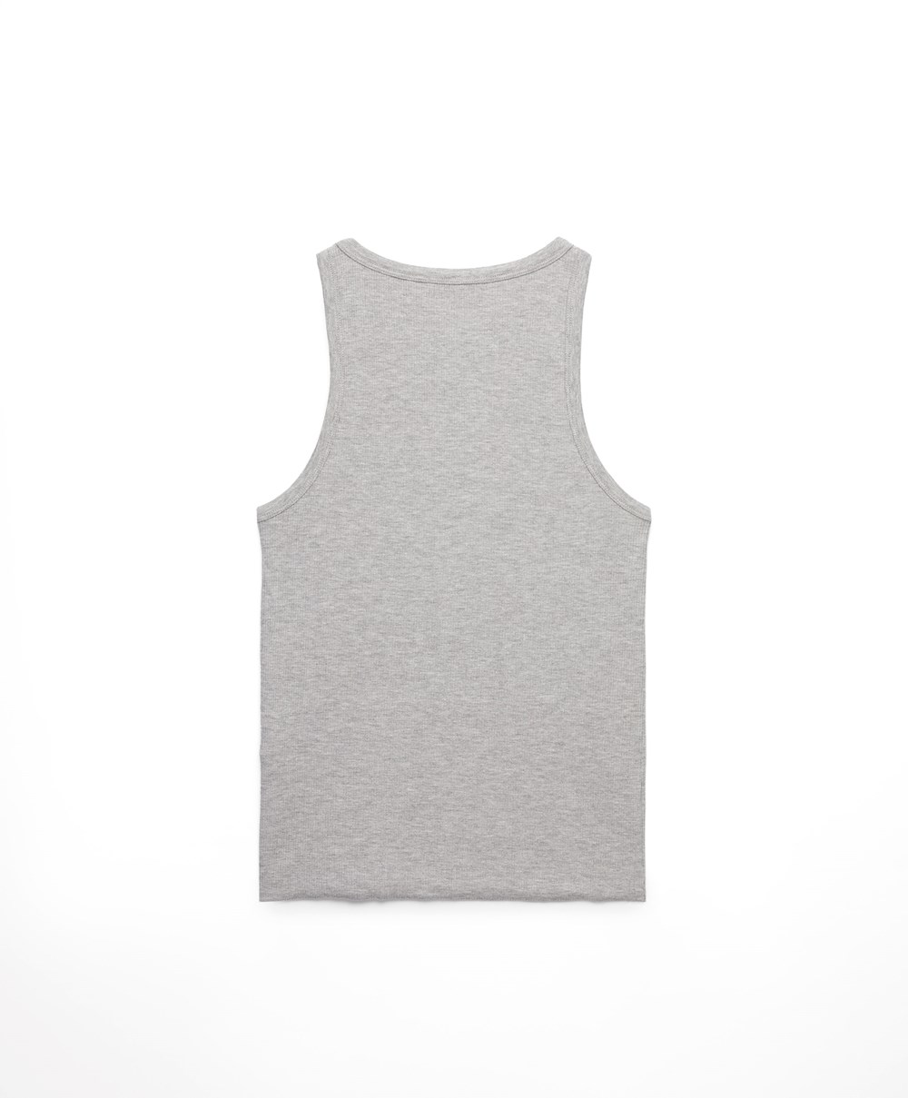 Oysho Ribbet Vest Top Grå | QLXM53249