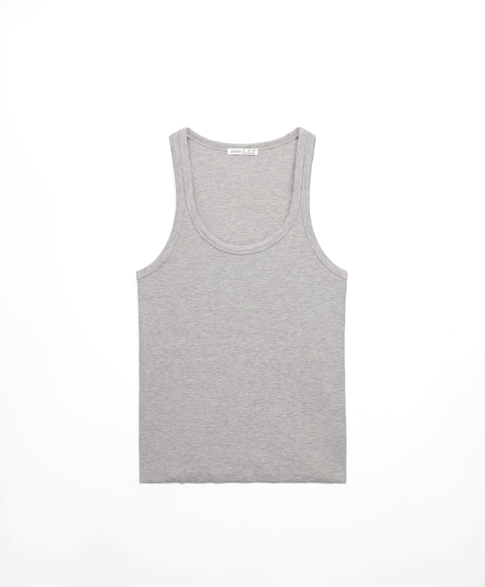 Oysho Ribbet Vest Top Grå | QLXM53249