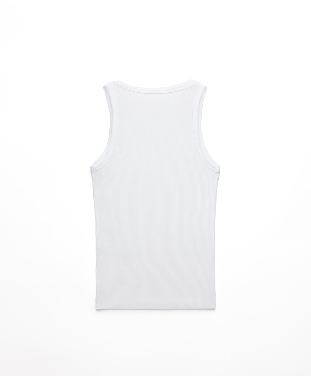 Oysho Ribbet Vest Top Pale Ecru | CIMR63450