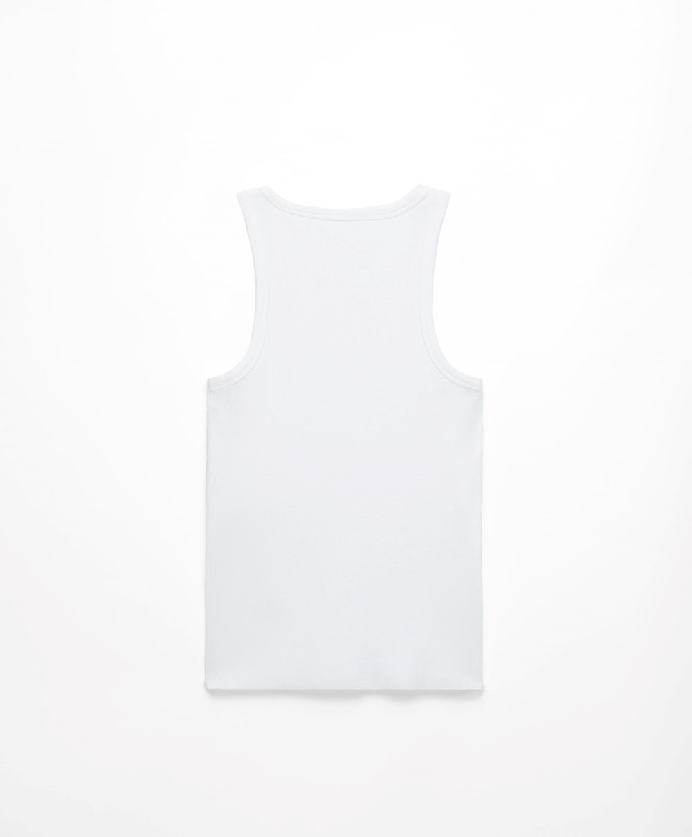 Oysho Ribbet Vest Top Pale Ecru | DVGI43912