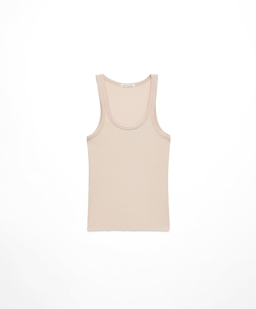 Oysho Ribbet Vest Top Soft Mink | FEKU48265