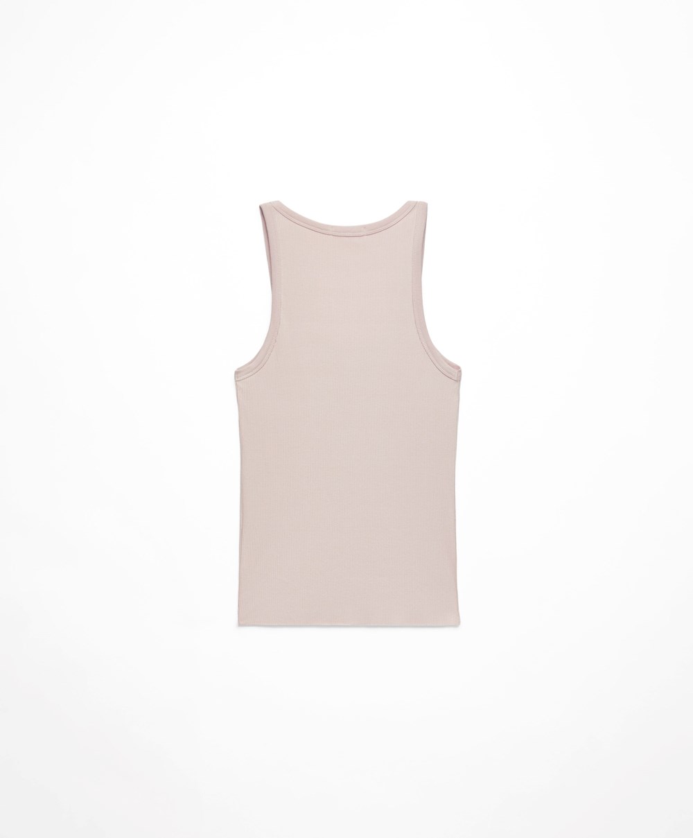 Oysho Ribbet Vest Top Soft Mink | FEKU48265