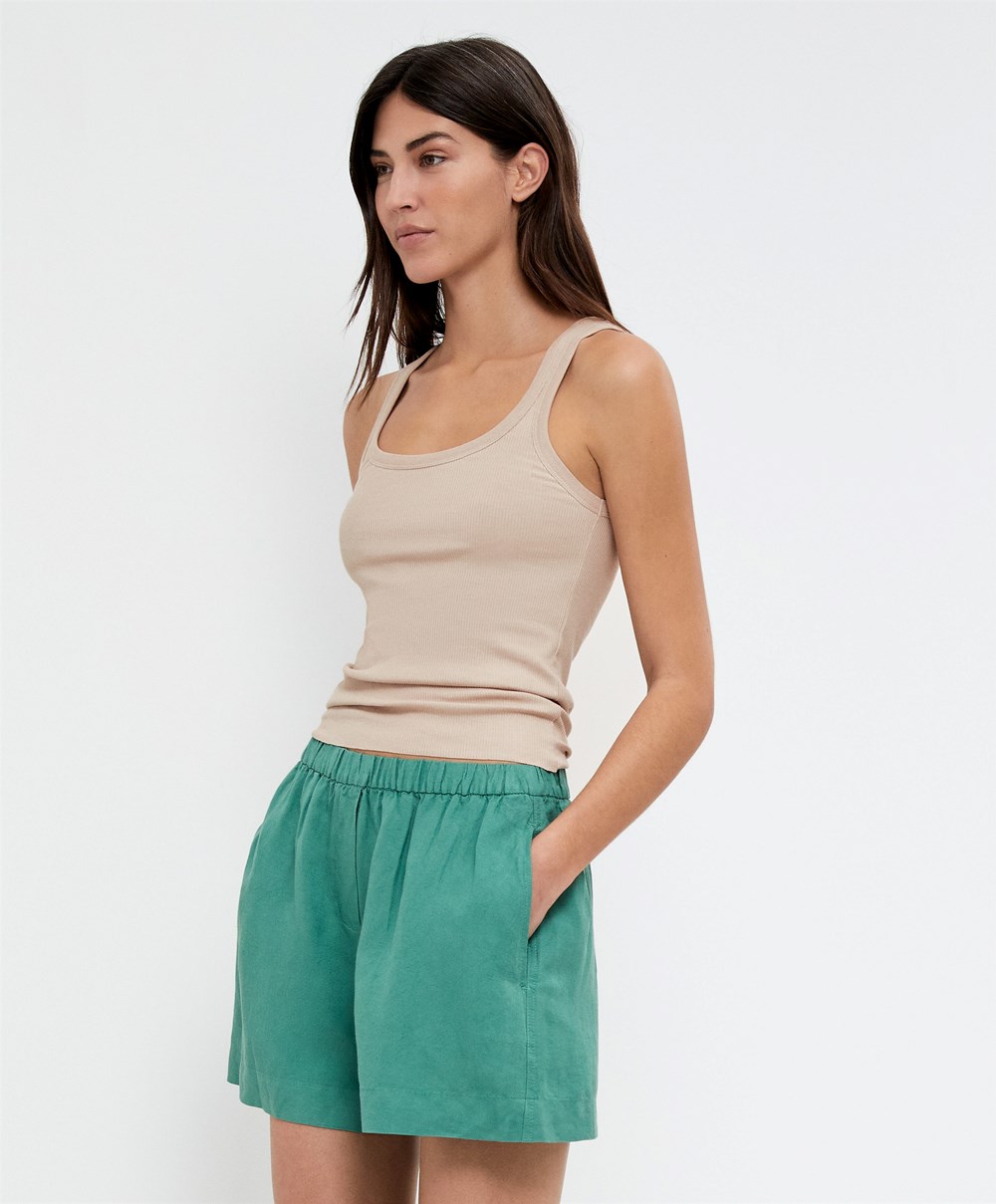 Oysho Ribbet Vest Top Soft Mink | FEKU48265