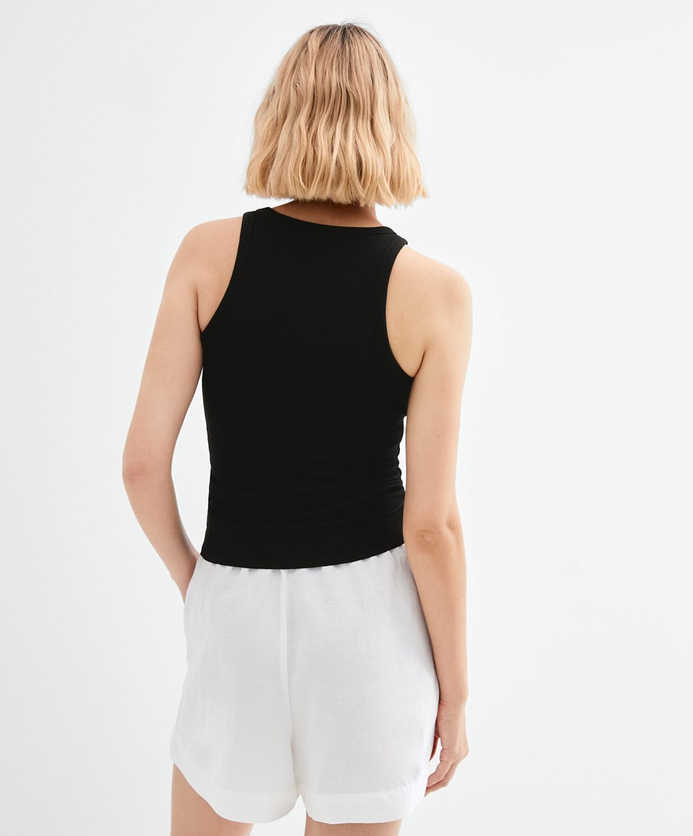 Oysho Ribbet Vest Top Svarte | RNSI56084