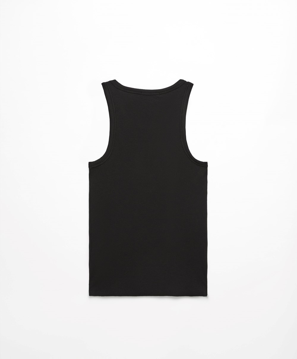 Oysho Ribbet Vest Top Svarte | RNSI56084