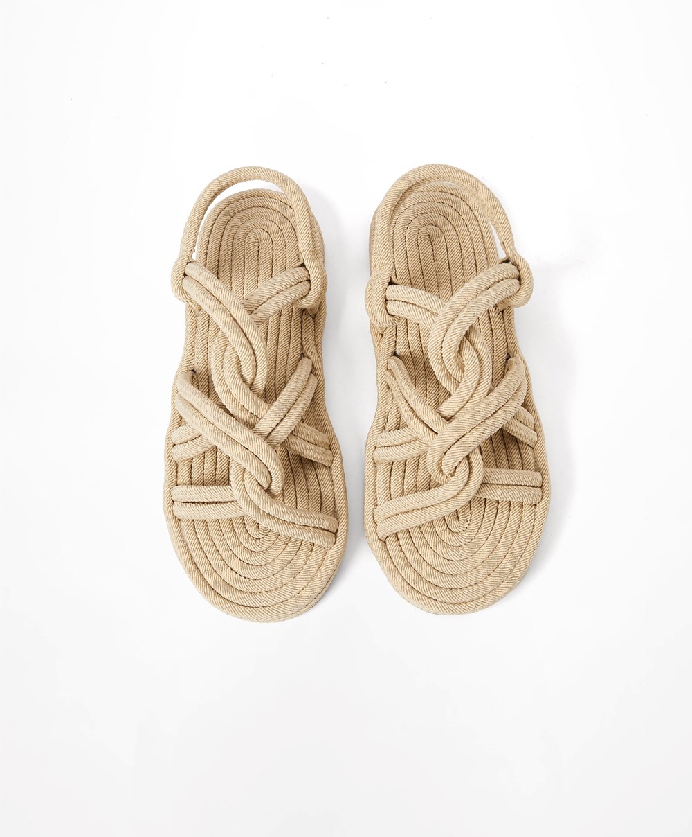 Oysho Rope Sandals Natural | BDNH16754