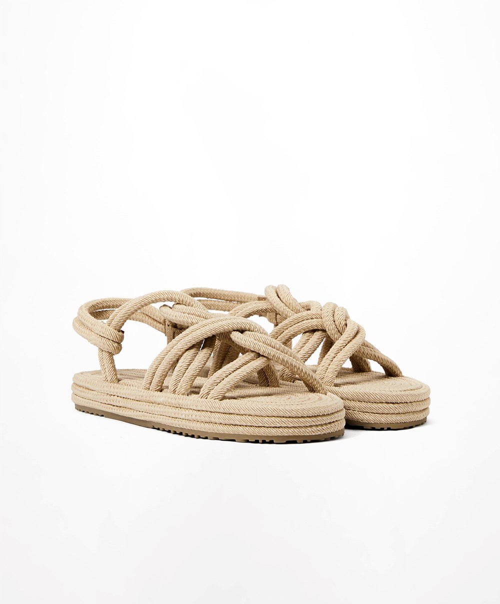 Oysho Rope Sandals Natural | CRNX43067