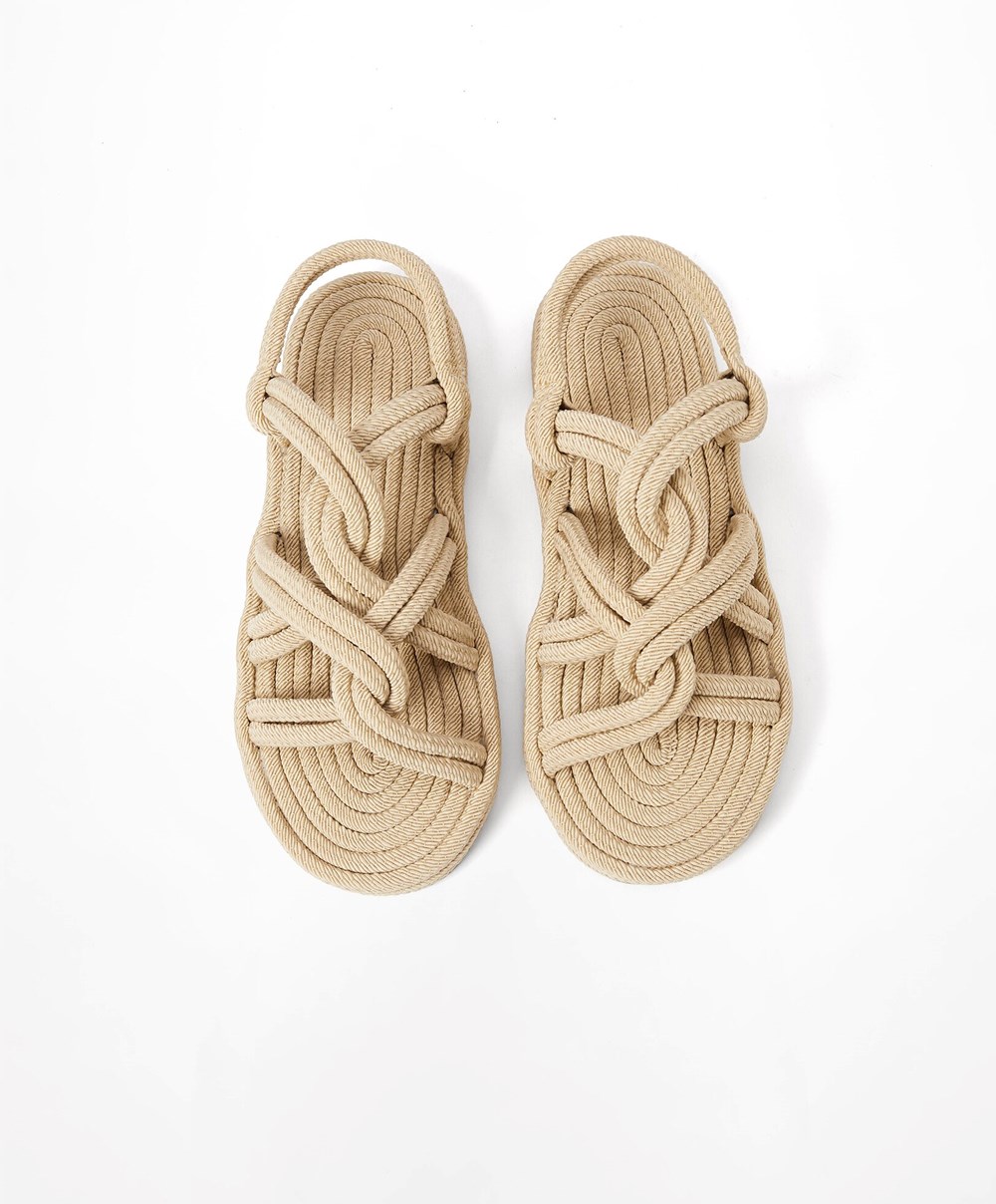 Oysho Rope Sandals Natural | CRNX43067