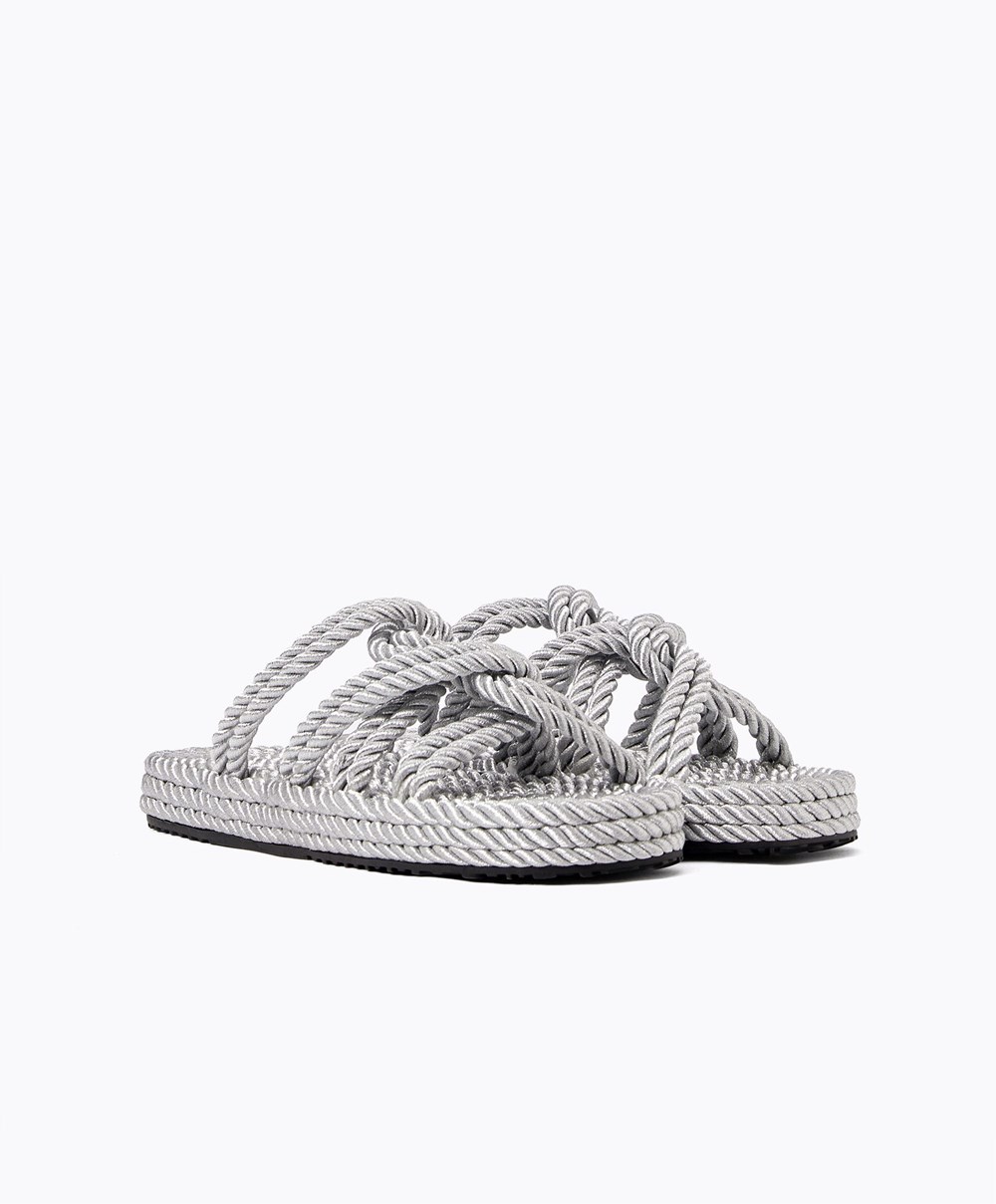 Oysho Rope Sandals Silvery | IBOS41853