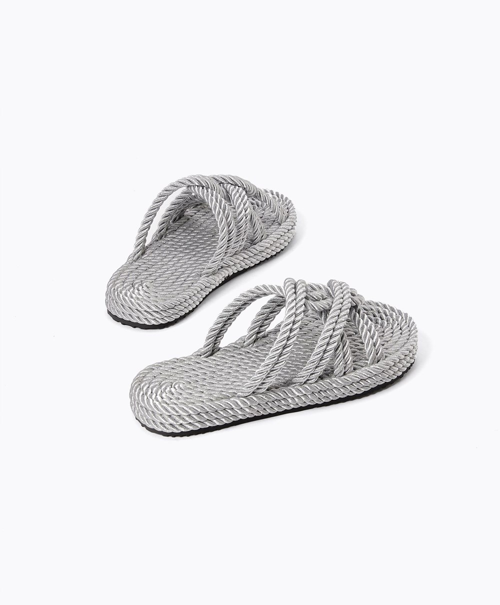 Oysho Rope Sandals Silvery | IBOS41853