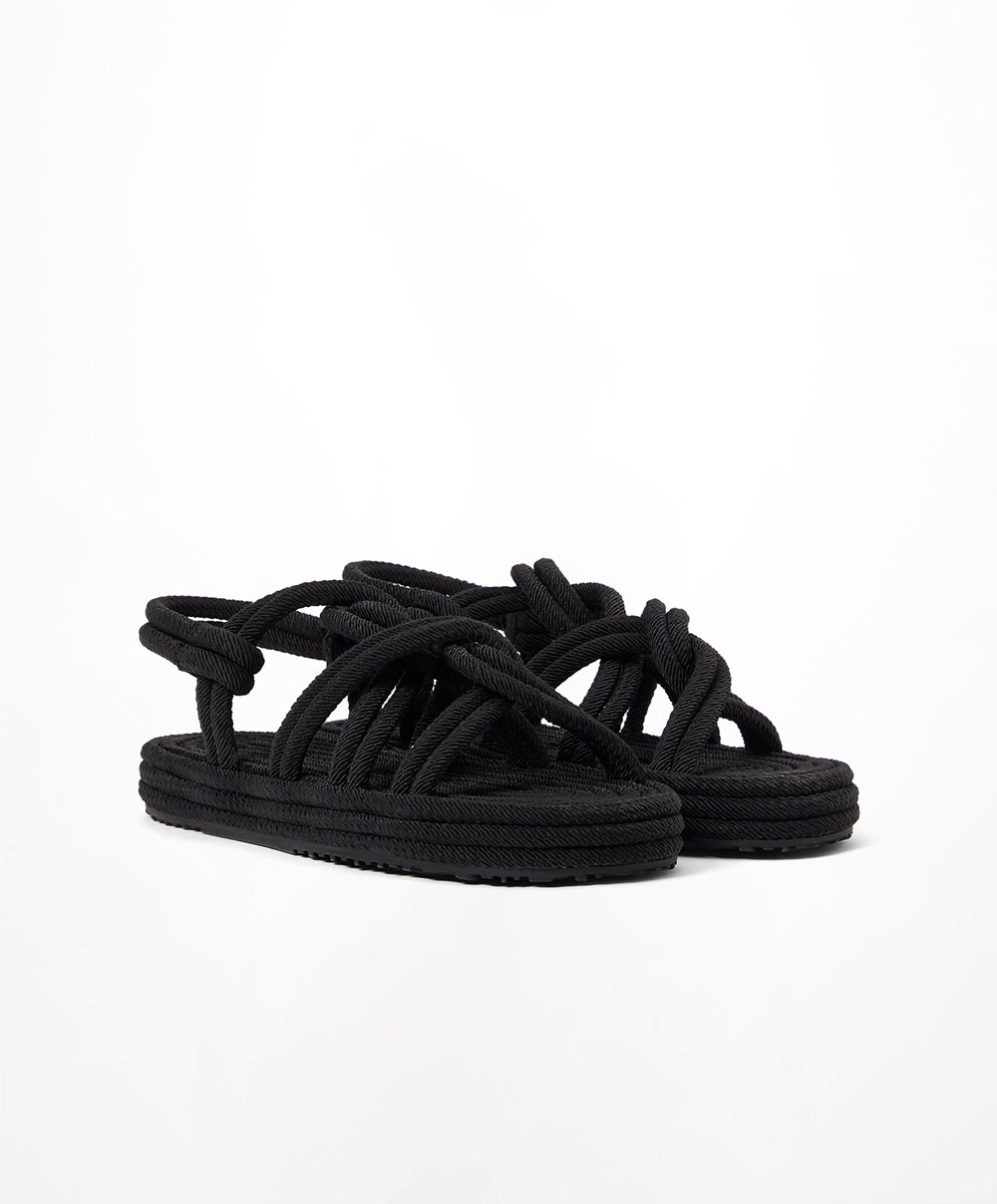 Oysho Rope Sandals Svarte | AEXB58014