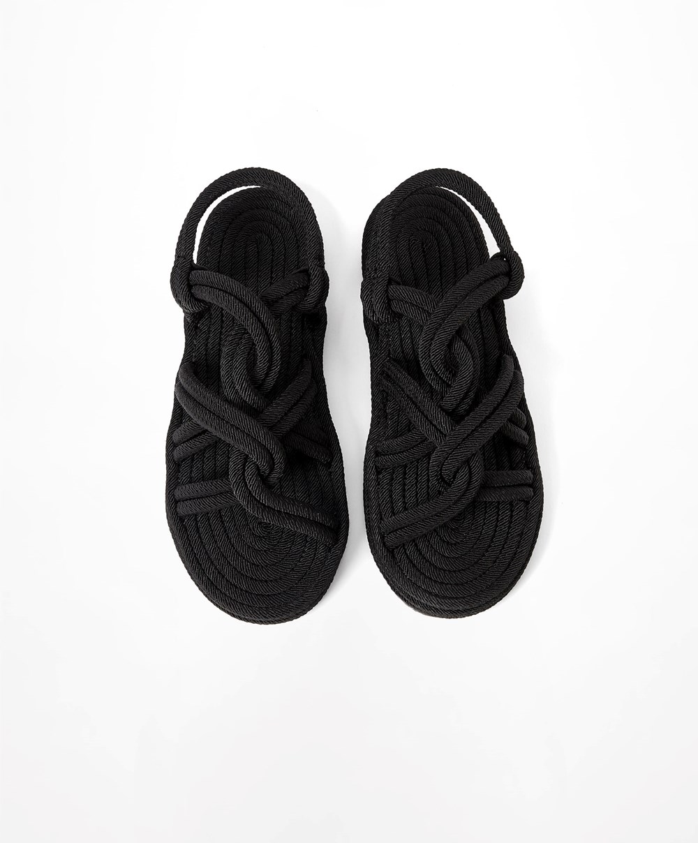 Oysho Rope Sandals Svarte | AEXB58014