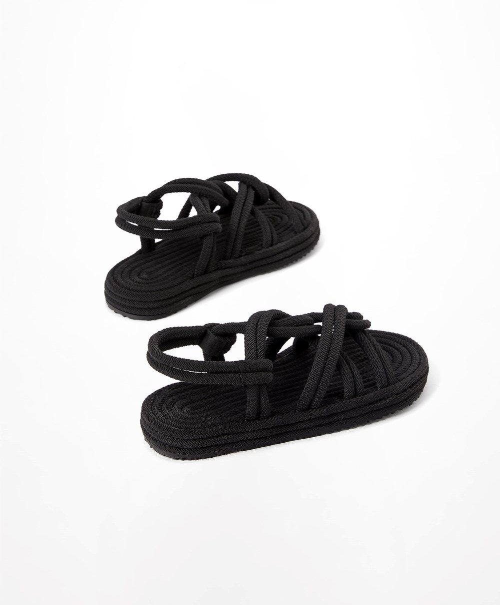 Oysho Rope Sandals Svarte | AEXB58014