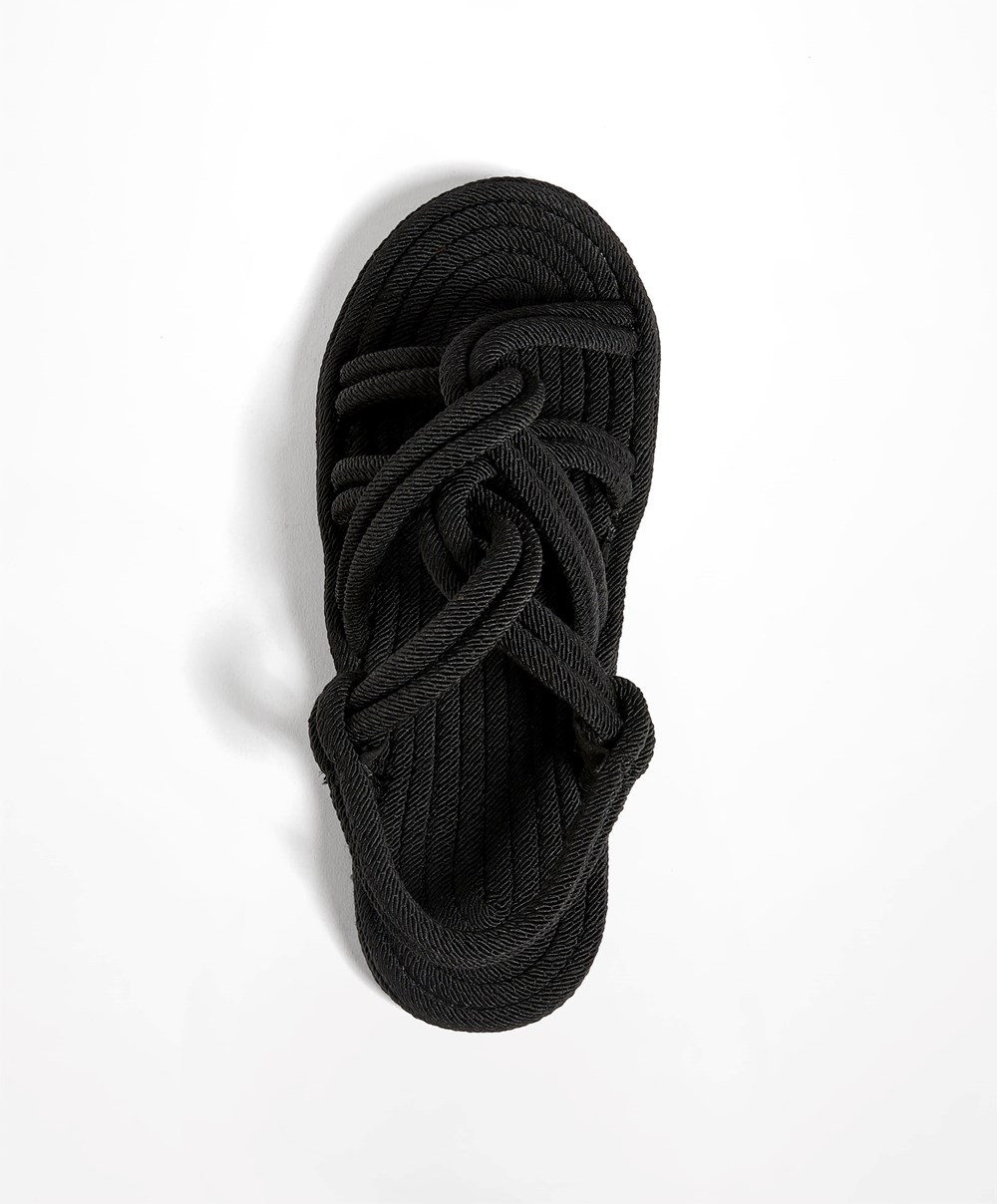 Oysho Rope Sandals Svarte | AEXB58014