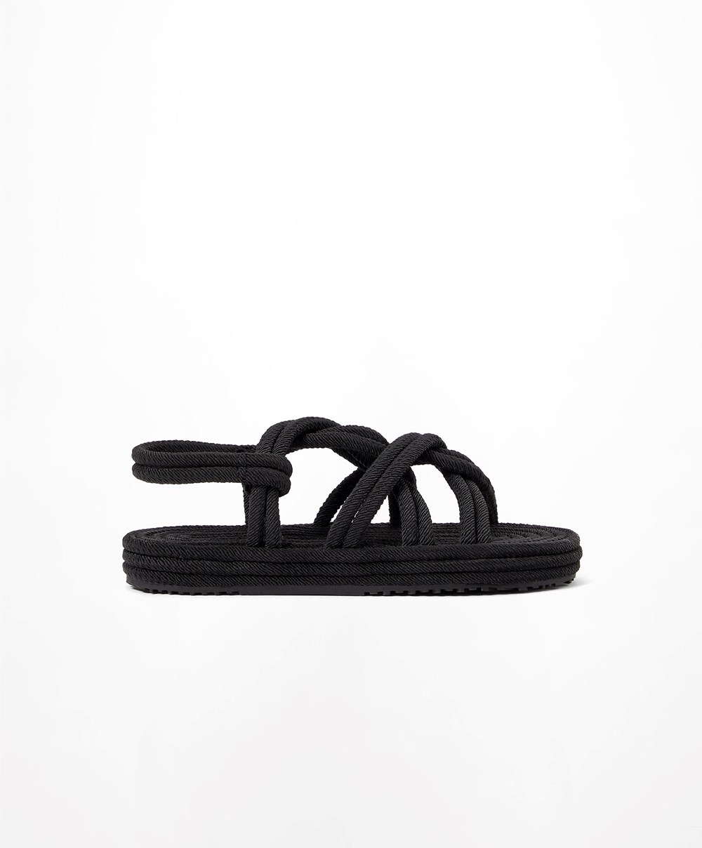 Oysho Rope Sandals Svarte | AEXB58014