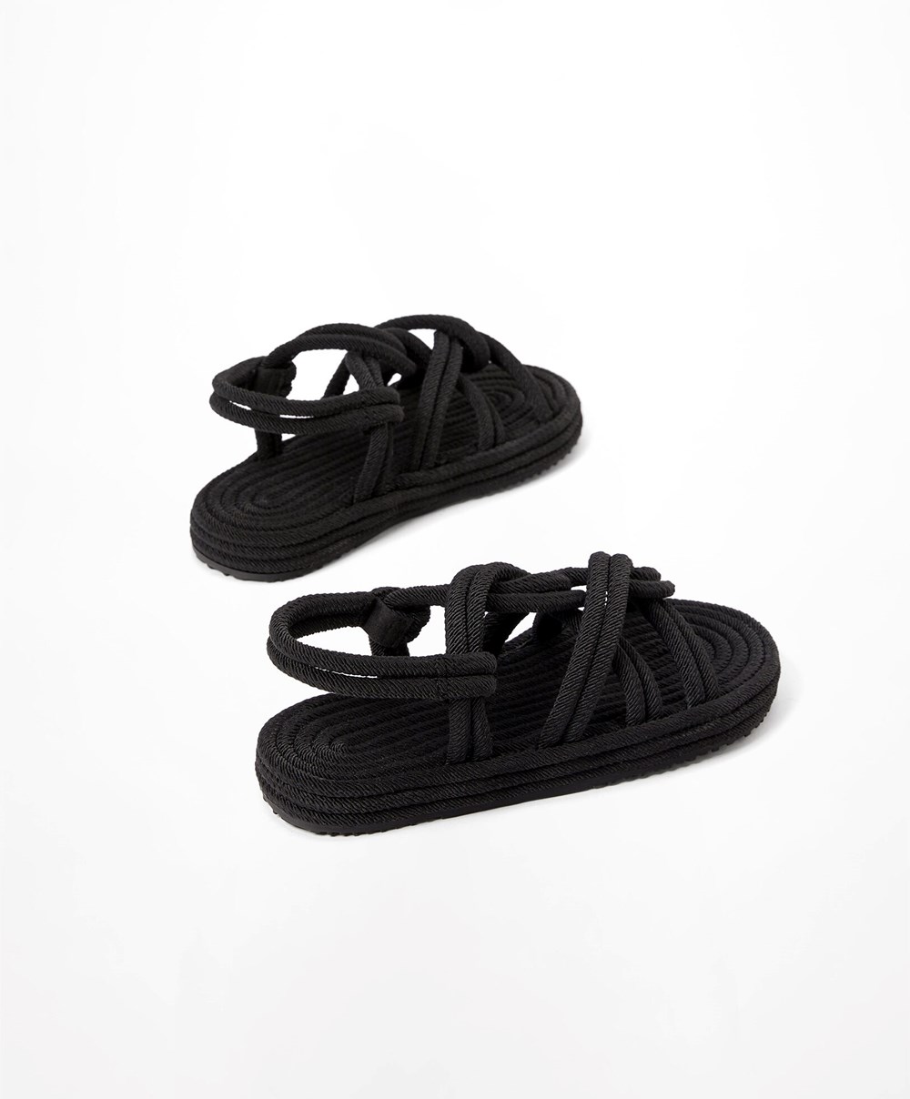 Oysho Rope Sandals Svarte | SBYA95183