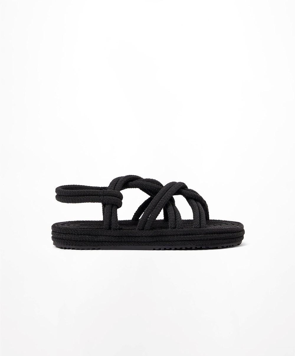 Oysho Rope Sandals Svarte | SBYA95183