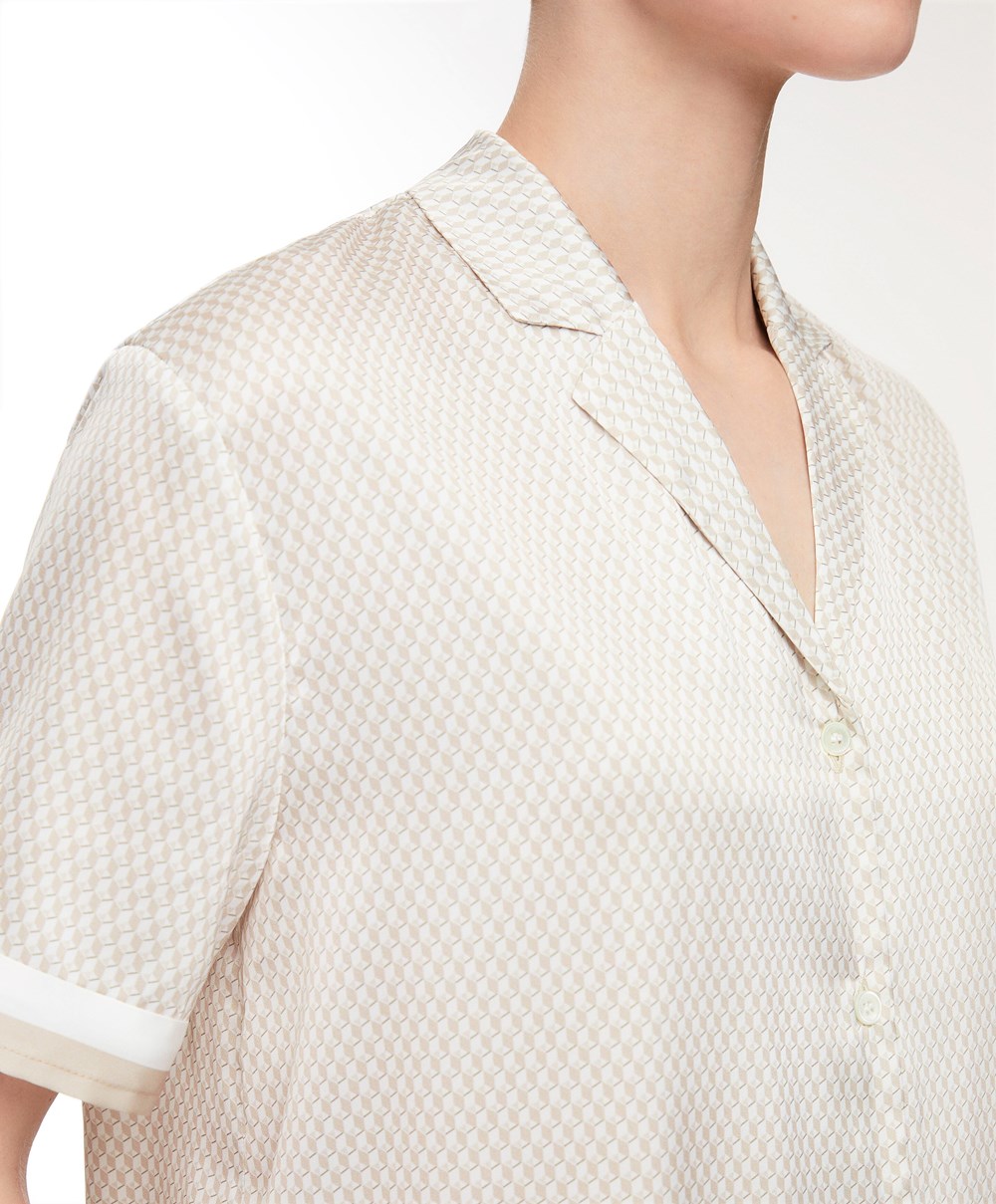 Oysho Satin Kort-sleeved Shirt Barley | KQOW15290