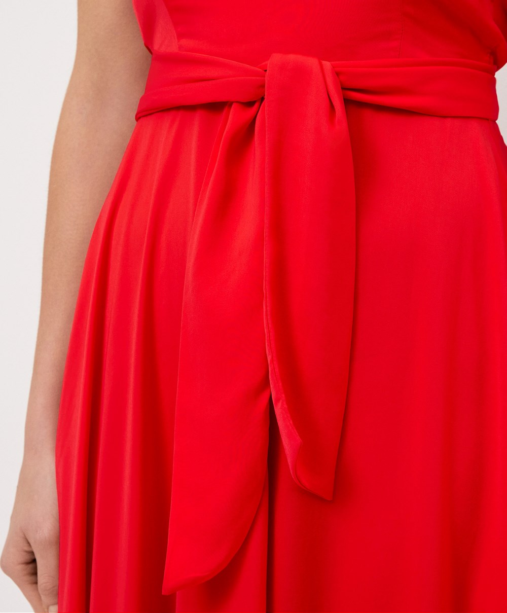 Oysho Satin Strappy Midi Kjoler Orange-red | MLPY51973