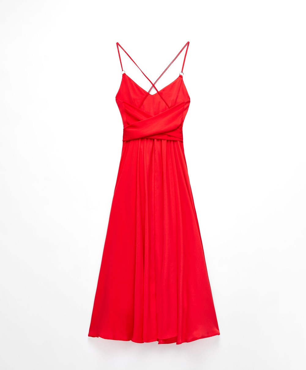 Oysho Satin Strappy Midi Kjoler Orange-red | MLPY51973