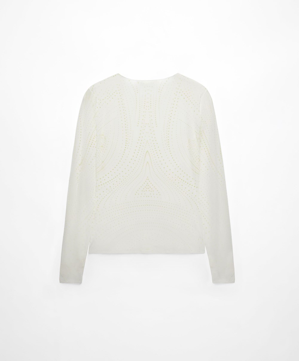 Oysho Semi-sheer Dotted Top Cream-white | TQRO27318