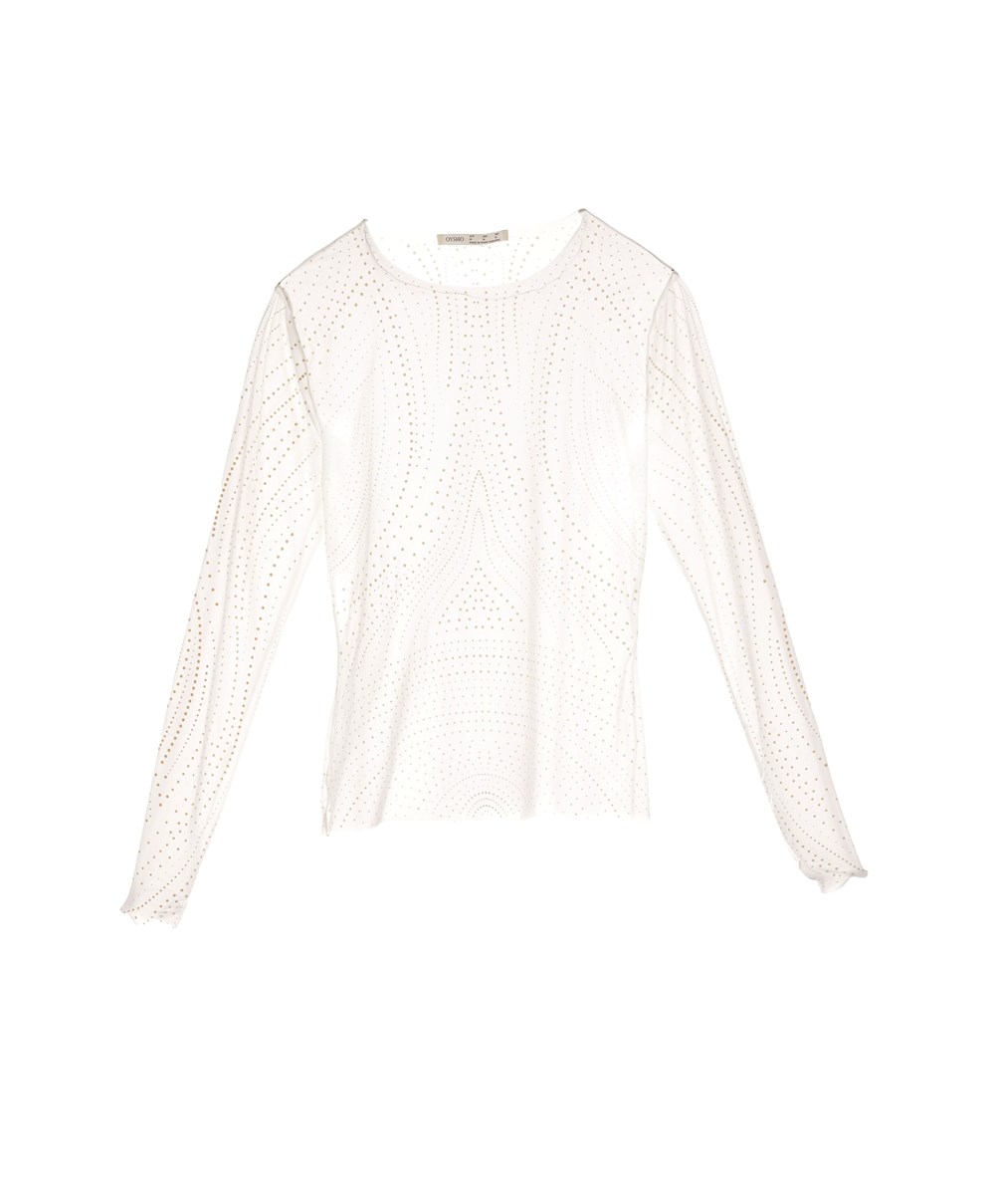 Oysho Semi-sheer Dotted Top Cream-white | TQRO27318