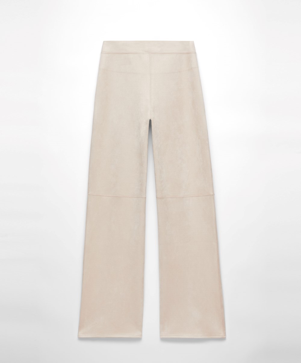 Oysho Semsket Skinn-effect Rett-leg Trousers Brune | YKRT21839