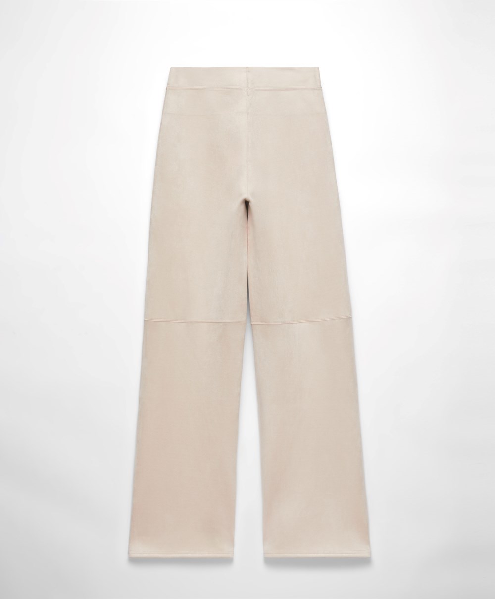 Oysho Semsket Skinn-effect Rett-leg Trousers Brune | YKRT21839