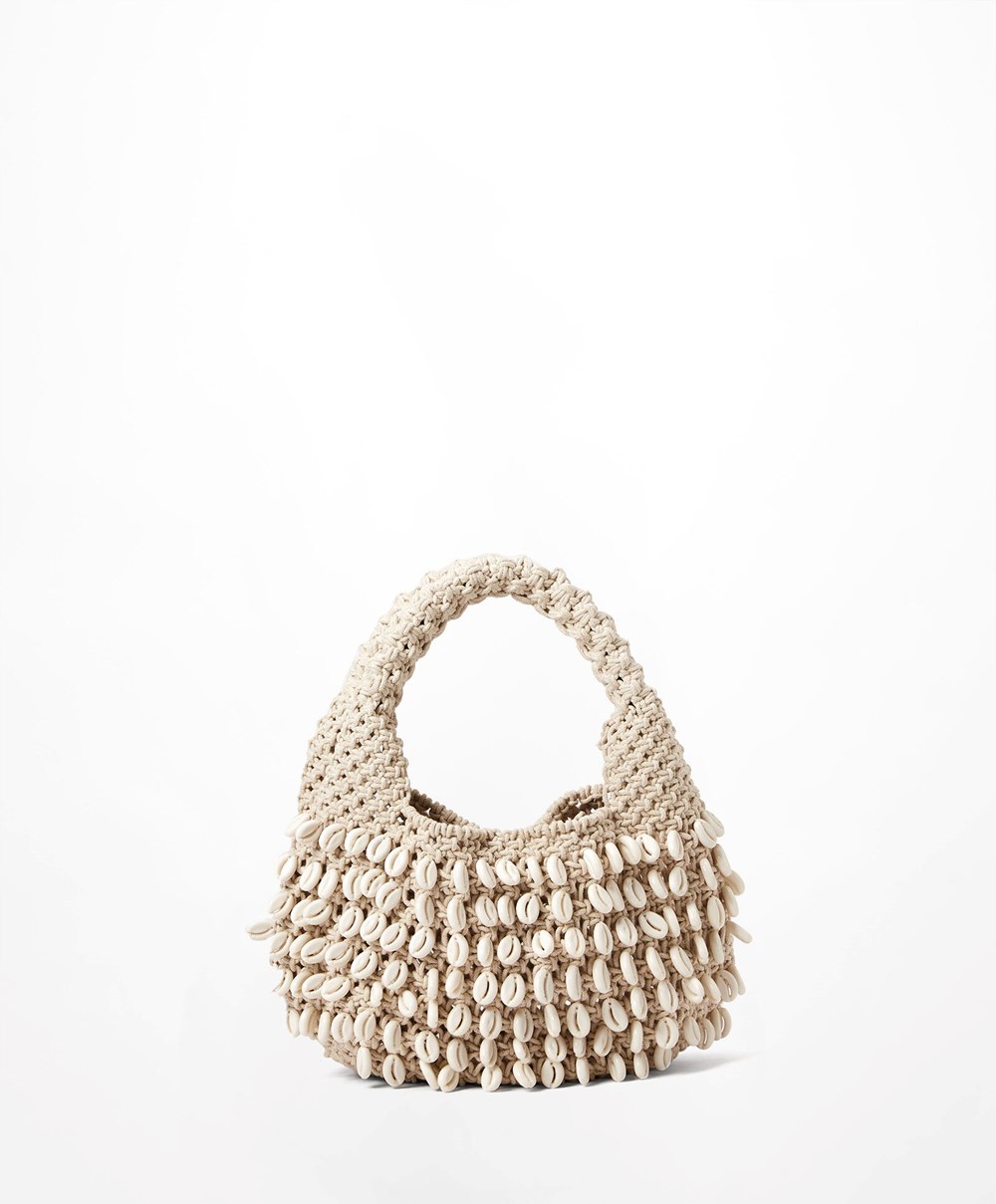 Oysho Shell Handbag With Handle Natural | SEMK51987