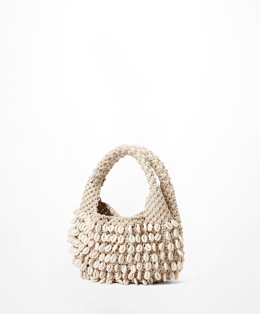 Oysho Shell Handbag With Handle Natural | SEMK51987