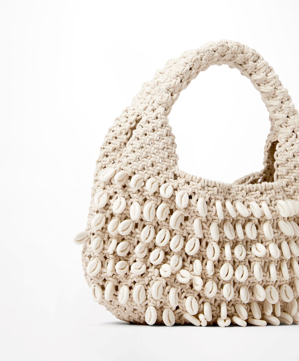 Oysho Shell Handbag With Handle Natural | SEMK51987