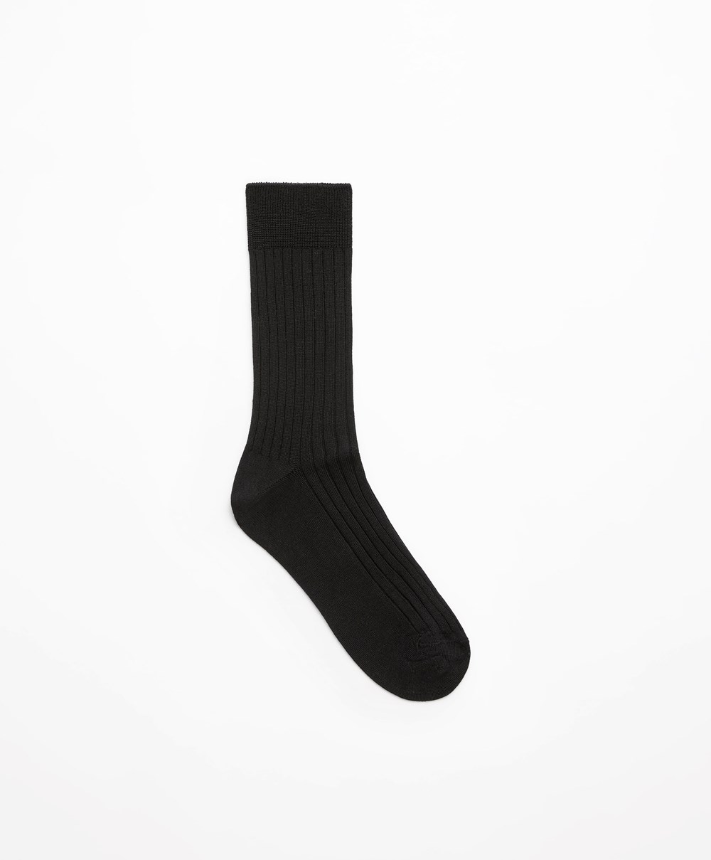 Oysho Silk Classic Socks Svarte | YJAC09862