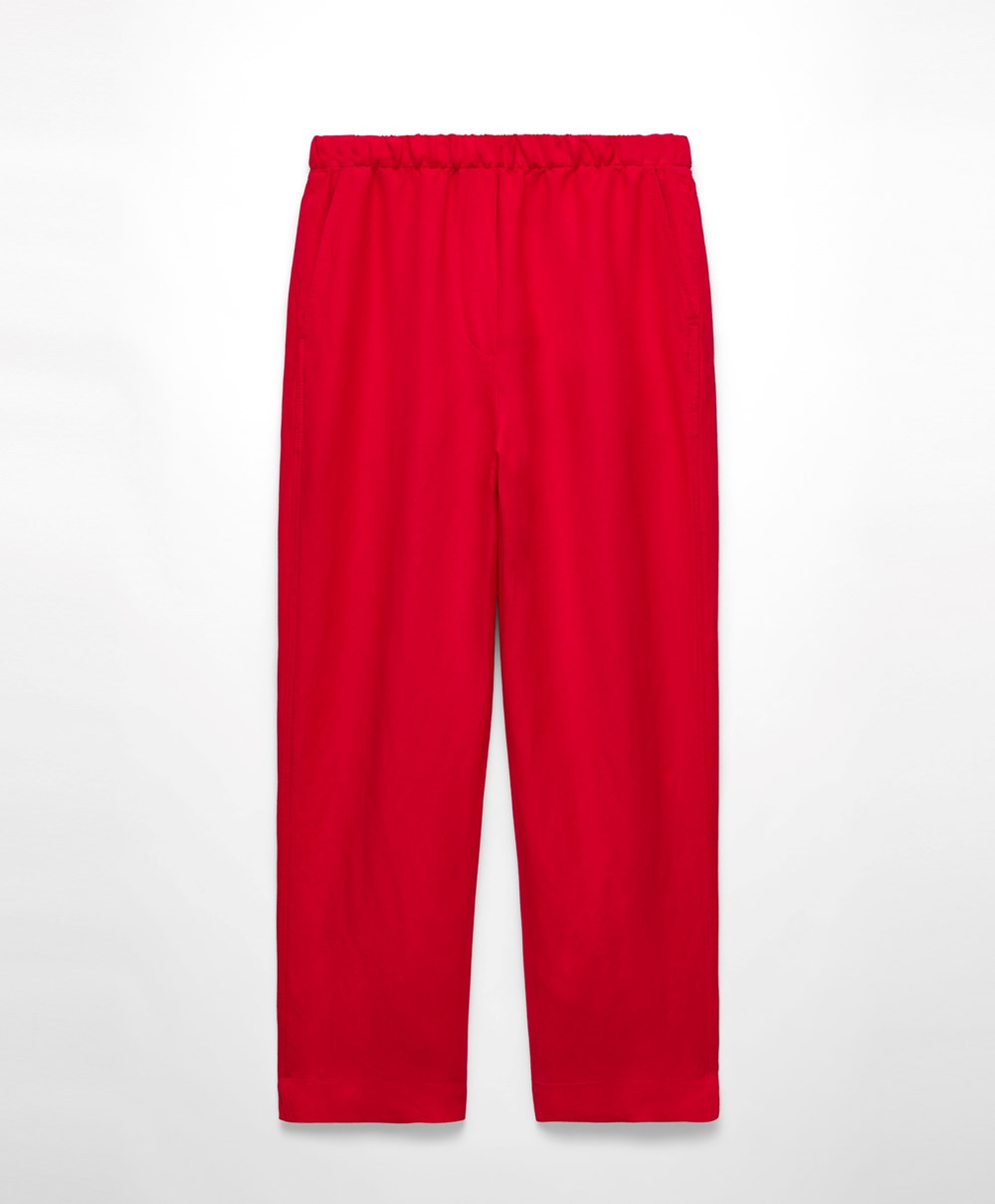 Oysho Slim Fit Linen Trousers Rød | BOCG13029