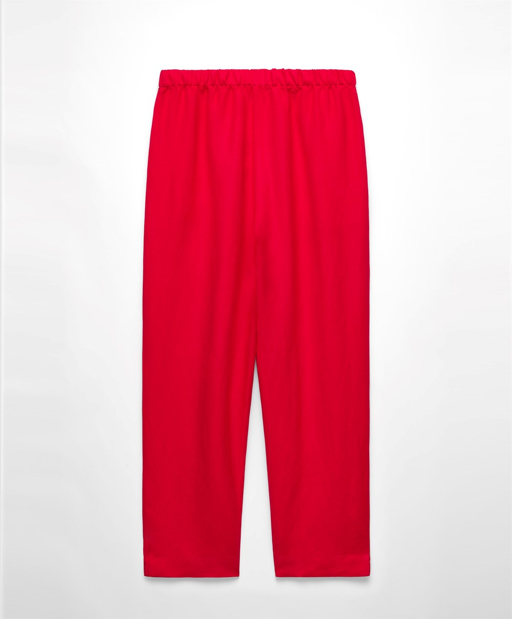 Oysho Slim Fit Linen Trousers Rød | BOCG13029