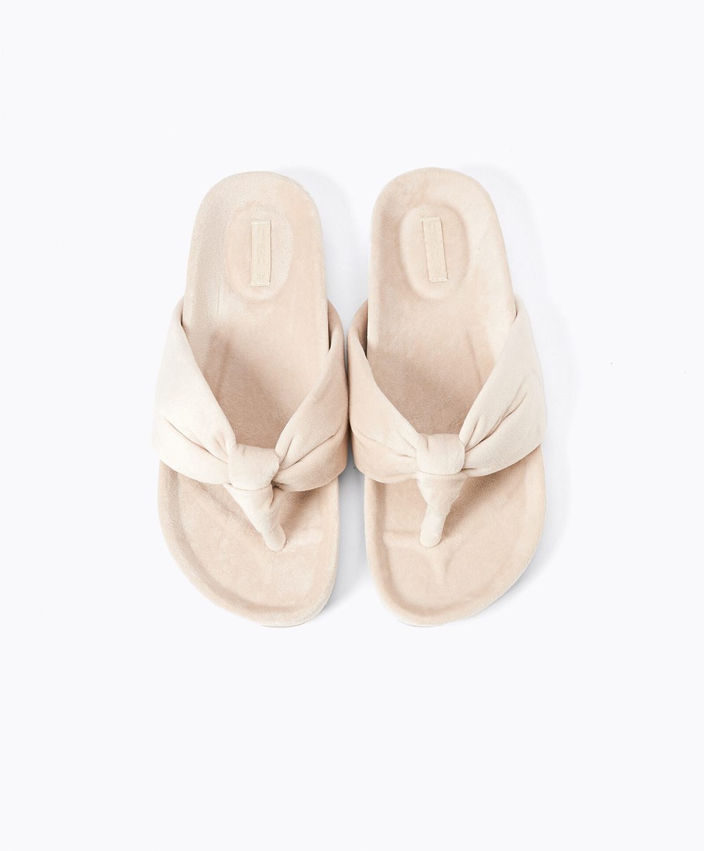 Oysho Slim Knot Sandals Ecru | OTDK60821