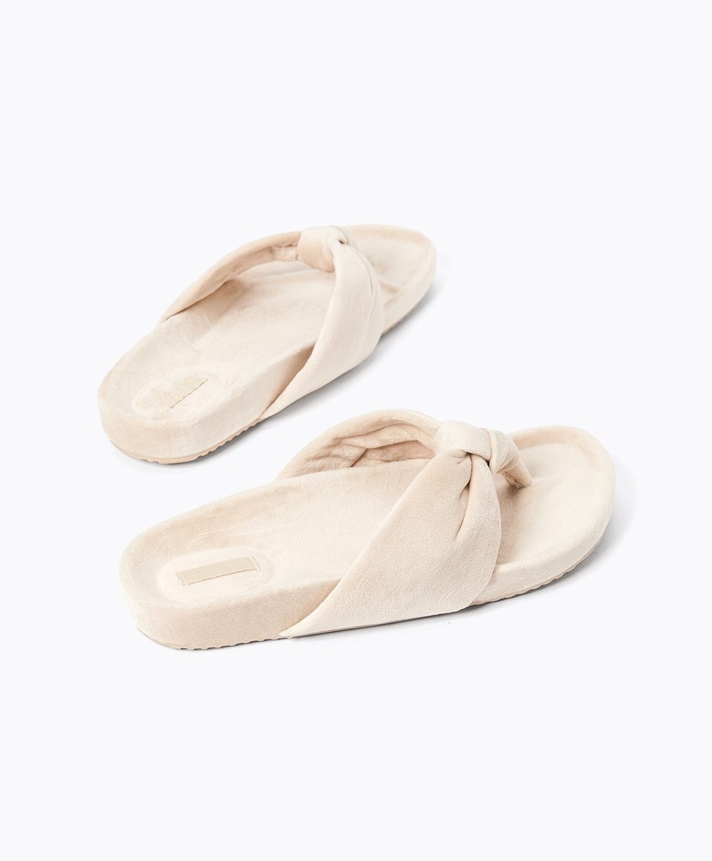 Oysho Slim Knot Sandals Ecru | OTDK60821