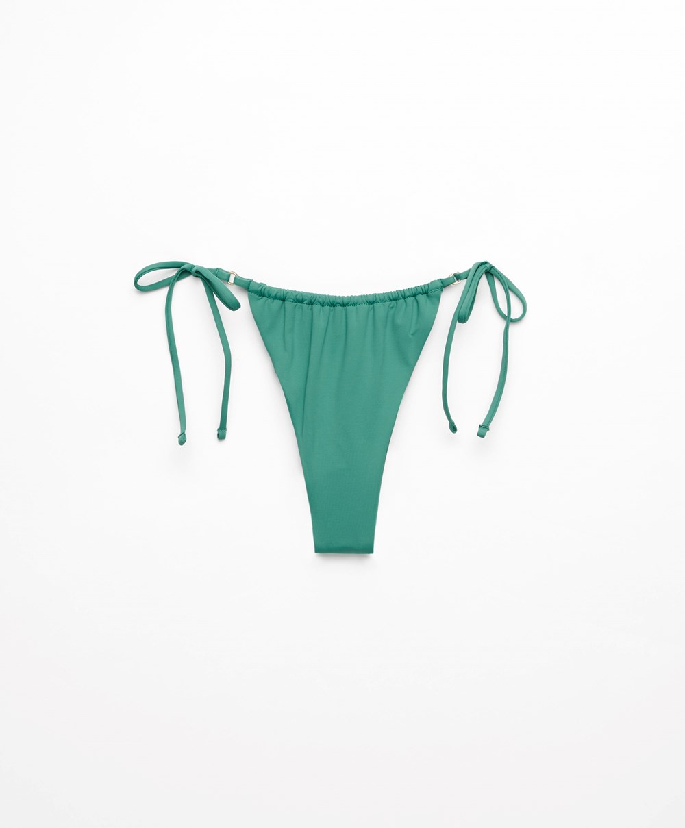 Oysho Slim Tie Brazilian Bikini Briefs Pale Emerald | GFOA10452